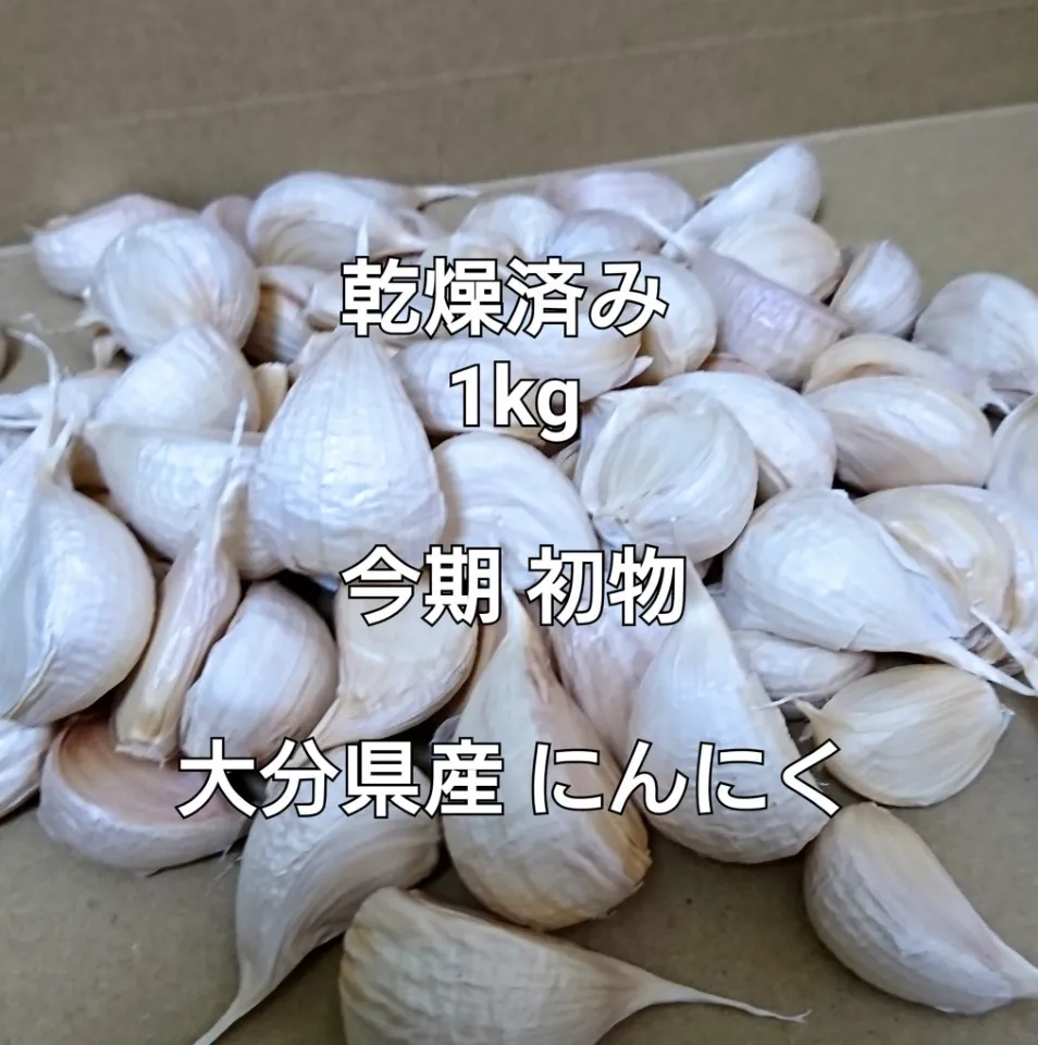 【乾燥済み！1キロ(M，L，LL 100粒前後)今年度初物：大分県産】にんにく